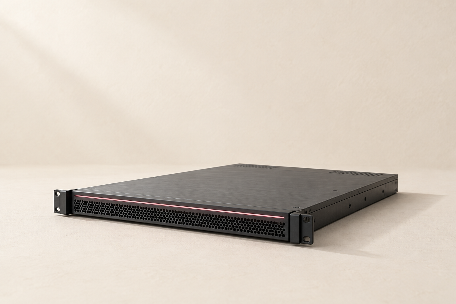 A compact server blade with a thin rose light strip